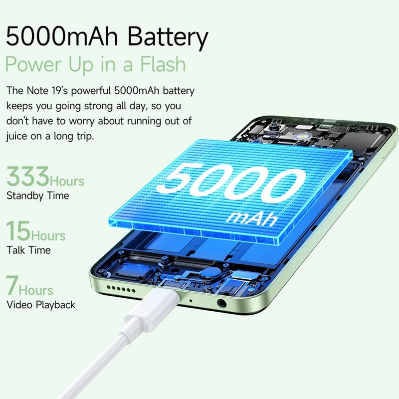 ULEFONE Note 19 Smartphone Global Version 3GB + 32GB 6.56 Inch 8MP Camera 5000mAh Unisoc T603 Octa Core 4G Phone - Nebula Green