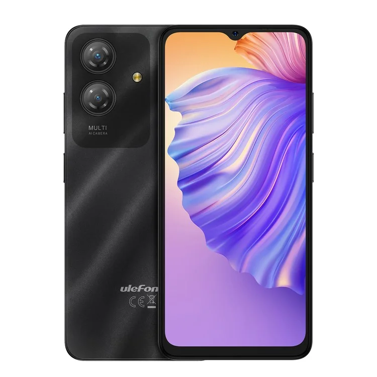 Smartphone ULEFONE Note 21 version mondiale 6,56 pouces 4 Go + 128 Go Unisoc T606 Batterie 5000 mAh Caméra 8 MP 4G Android 14 - Noir
