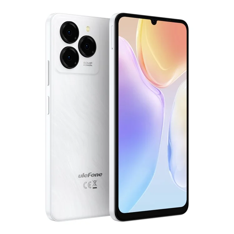 Smartphone ULEFONE Note 20 Pro Version mondiale 6,75 pouces Unisoc T606 Caméra 50 MP 4 Go + 128 Go Batterie 6000 mAh Android 14 - Blanc
