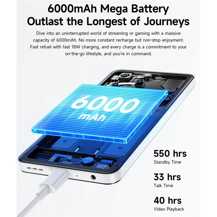ULEFONE Note 20 Pro Smartphone Global Version 6.75 Inch Unisoc T606 4GB + 256GB 6000mAh 50MP Camera 4G Android 14 Mobile Phone - White