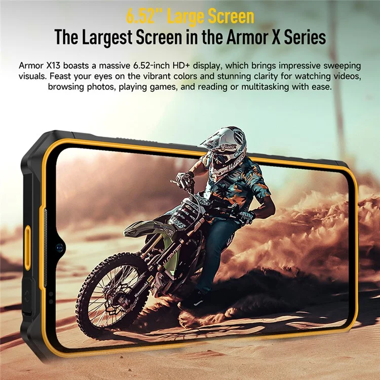ULEFONE Armor X13 Rugged Phone 6.52 Inch Helio G36 6GB + 64GB 6320mAh Battery 50MP Camera 4G Android 13 Smartphone - Black