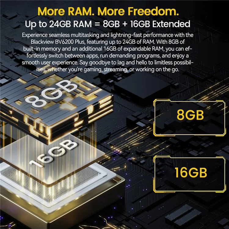 [HK Warehouse] BLACKVIEW BV6200 Plus Rugged Phone 11000mAh 6.56 Inch Unisoc T606 8GB + 256GB 4G Smartphone - Black