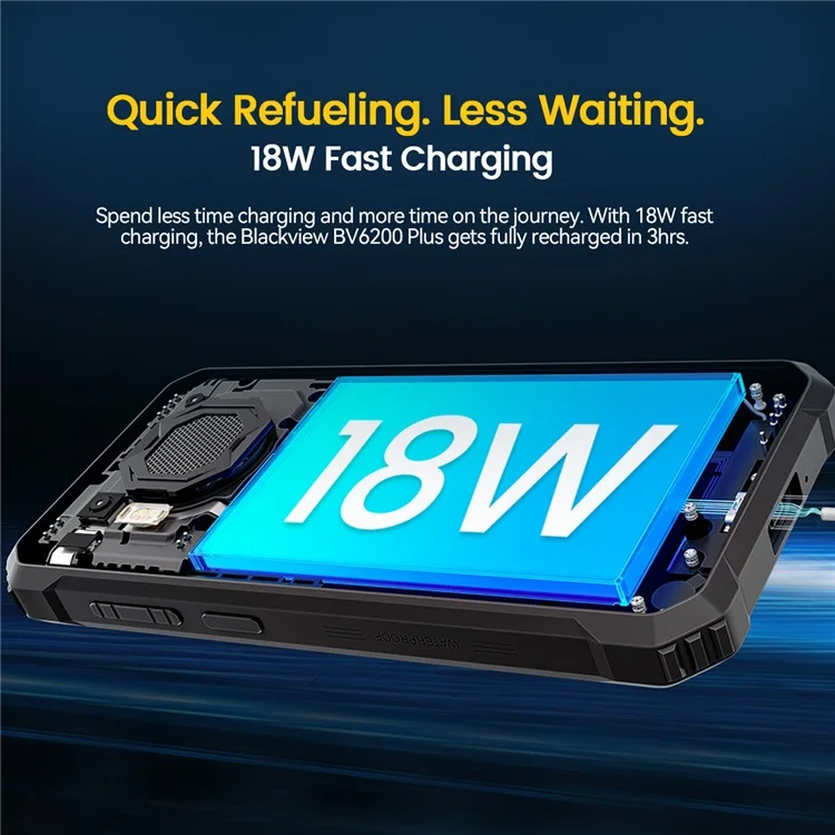 [HK Warehouse] BLACKVIEW BV6200 Plus Rugged Phone 11000mAh 6.56 Inch Unisoc T606 8GB + 256GB 4G Smartphone - Black