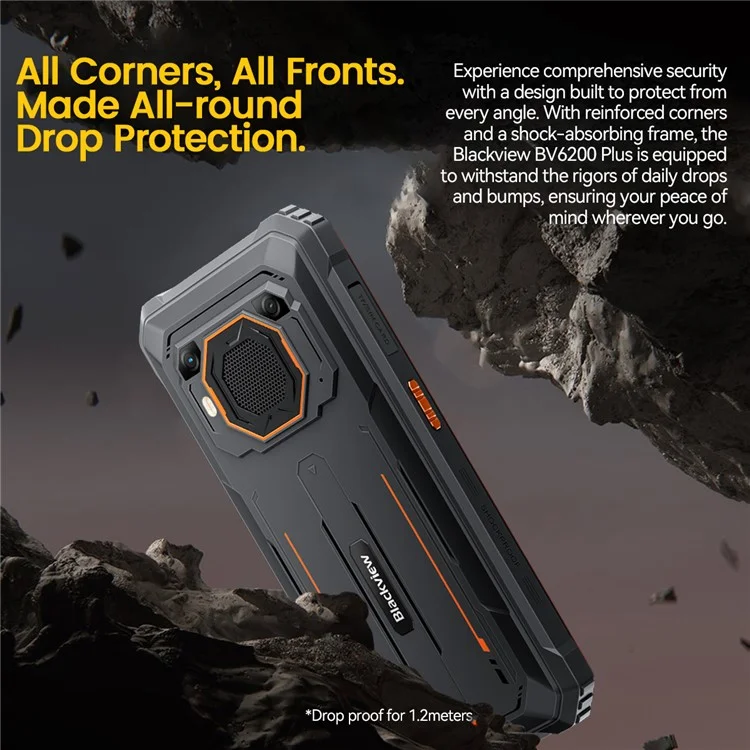 [HK Warehouse] BLACKVIEW BV6200 Plus Rugged Phone 11000mAh 6.56 Inch Unisoc T606 8GB + 256GB 4G Smartphone - Black