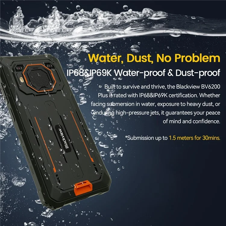 [HK Warehouse] BLACKVIEW BV6200 Plus Rugged Phone 11000mAh 6.56 Inch Unisoc T606 8GB + 256GB 4G Smartphone - Black