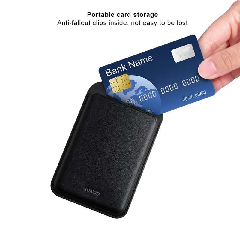 XUNDD XDD-0006 Magnetic Card Holder Compatible with MagSafe Genuine Leather Multi-Angle Stand Card Holder