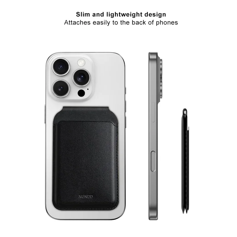 XUNDD XDD-0006 Magnetic Card Holder Compatible with MagSafe Genuine Leather Multi-Angle Stand Card Holder