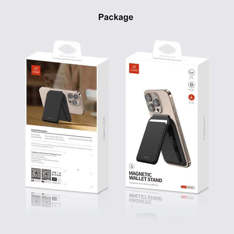 XUNDD XDD-0006 Magnetic Card Holder Compatible with MagSafe Genuine Leather Multi-Angle Stand Card Holder