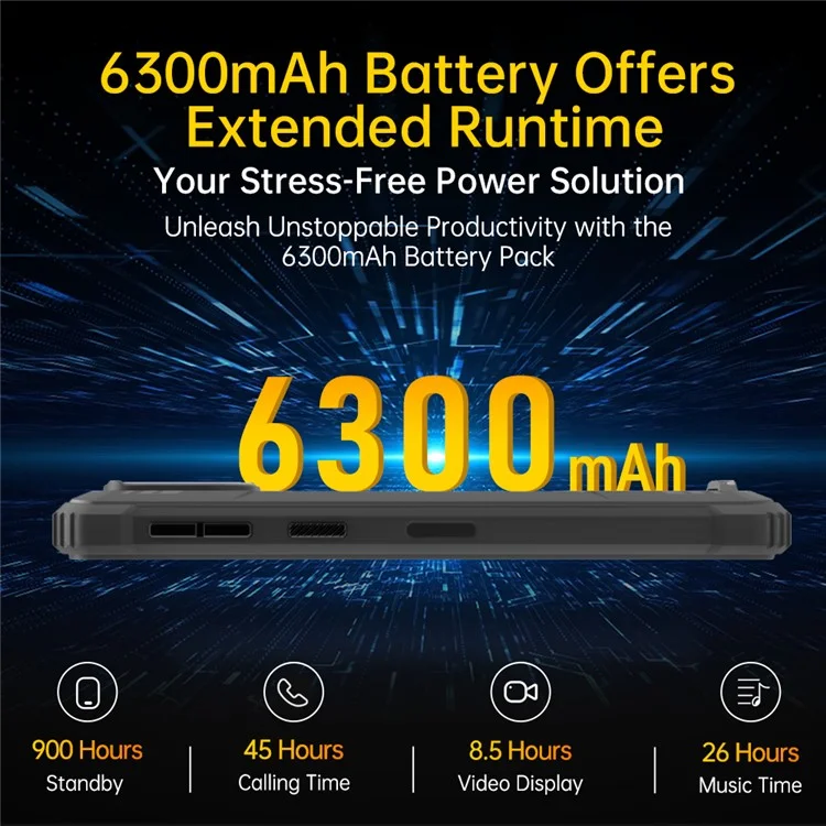 OUKITEL G2 Phone 6.0 Inch Unisoc T606 4GB + 64GB Rugged Smartphone 6300mAh Battery 13MP Camera 4G LTE Phone - Black
