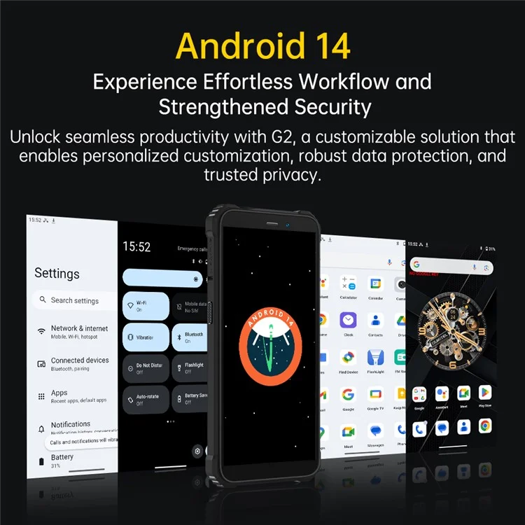 OUKITEL G2 Phone 6.0 Inch Unisoc T606 4GB + 64GB Rugged Smartphone 6300mAh Battery 13MP Camera 4G LTE Phone - Black