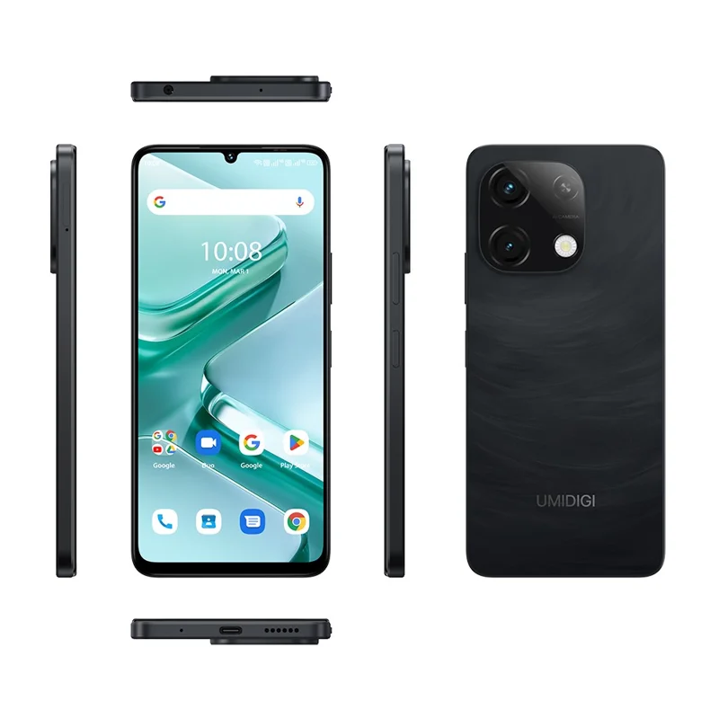 UMIDIGI G9T Android 14 Smartphone 6,75 Polegadas 4GB + 128GB Unisoc T606 5000mAh Câmera 13MP Telefone 4G LTE - Preto Rocha