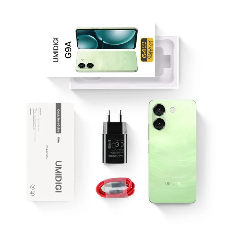 UMIDIGI G9A 6.75 Inch Smartphone 4GB + 64GB Unisoc SC9863A 5000mAh Battery 13MP Camera 4G Mobile Phone - Lake Green