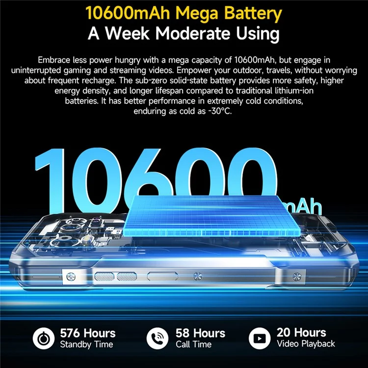 ULEFONE Armor 27 Smartphone Robuste 6,78 Pouces Helio G99 12 Go + 256 Go 10 600 mAh Caméra 50 MP 4G Android