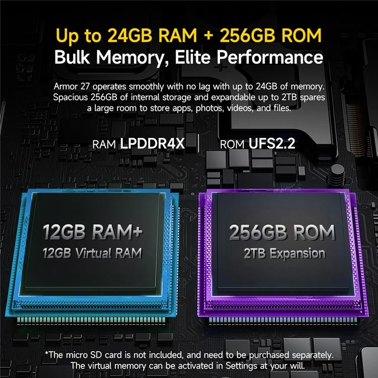 ULEFONE Armor 27 Smartphone Robuste 6,78 Pouces Helio G99 12 Go + 256 Go 10 600 mAh Caméra 50 MP 4G Android