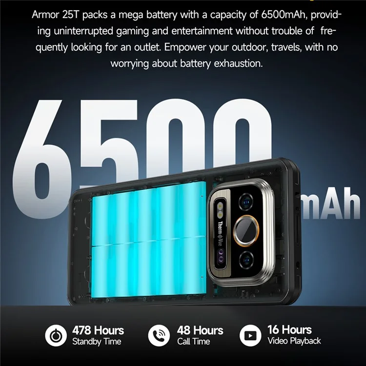 ULEFONE ARMOR 25T 6.78 Inch Smartphone Helio G99 6GB + 256GB Rugged 6500mAh Battery 50MP Camera 4G Android Mobile Phone