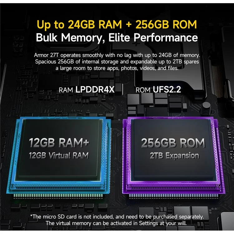 ULEFONE Armor 27T Téléphone 4G 6,78 Pouces Helio G99 12 Go + 256 Go Smartphone Batterie 10 600 mAh Caméra 50 MP Imagerie Thermique