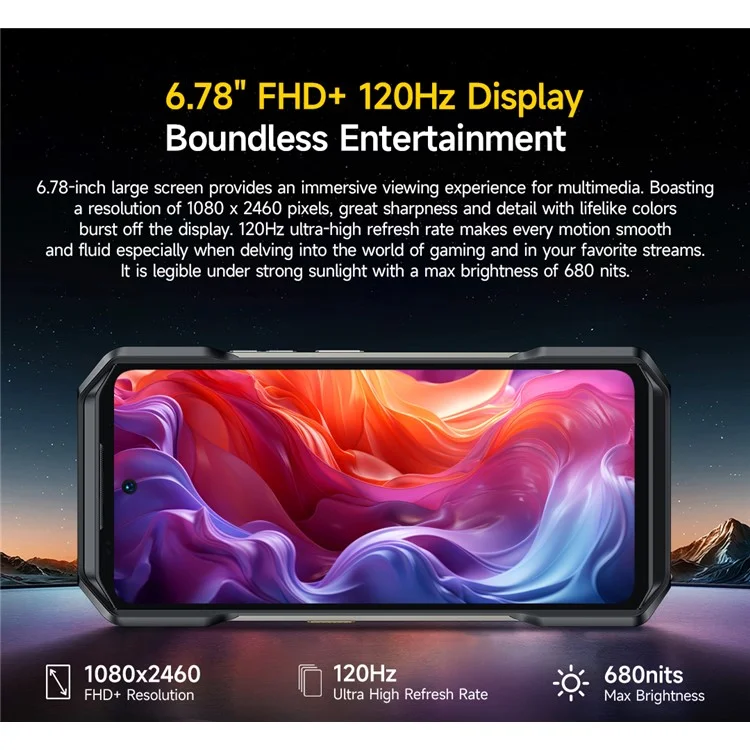 ULEFONE Armor 27T Téléphone 4G 6,78 Pouces Helio G99 12 Go + 256 Go Smartphone Batterie 10 600 mAh Caméra 50 MP Imagerie Thermique
