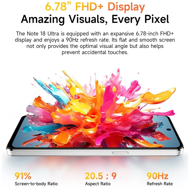 ULEFONE Note 18 Ultra 6.78 Inch Smartphone Dimensity 720 6GB+256GB 5450mAh 50MP Camera 5G Android Smart Phone - Moonlit White