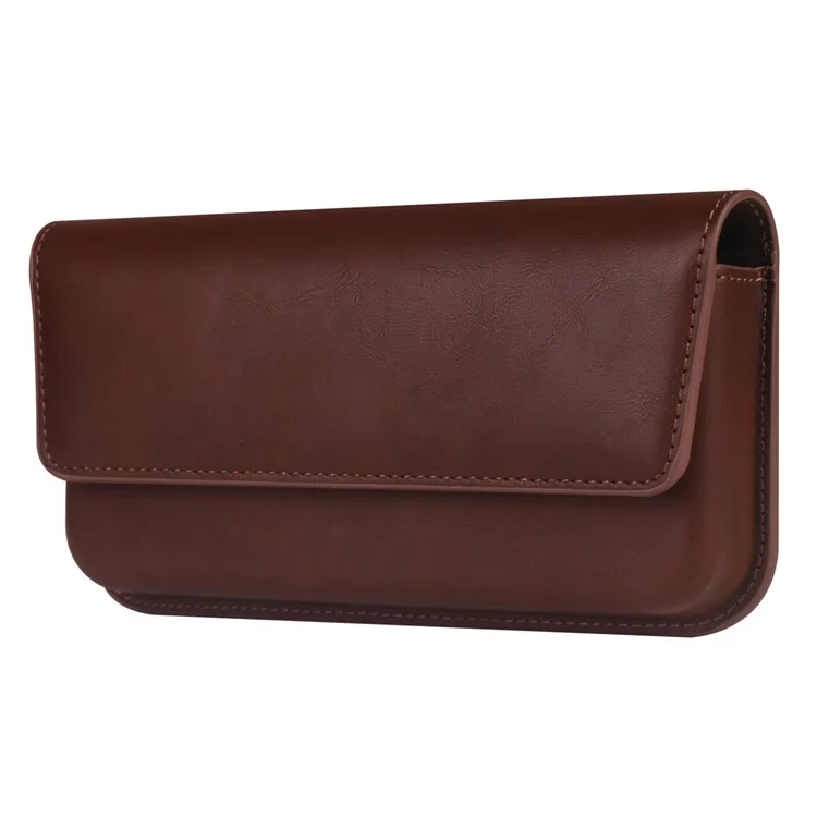 Porte-pochette pour téléphone de 6,7 à 6,9 pouces Grand rabat Sac de taille horizontal à double aimant - Café