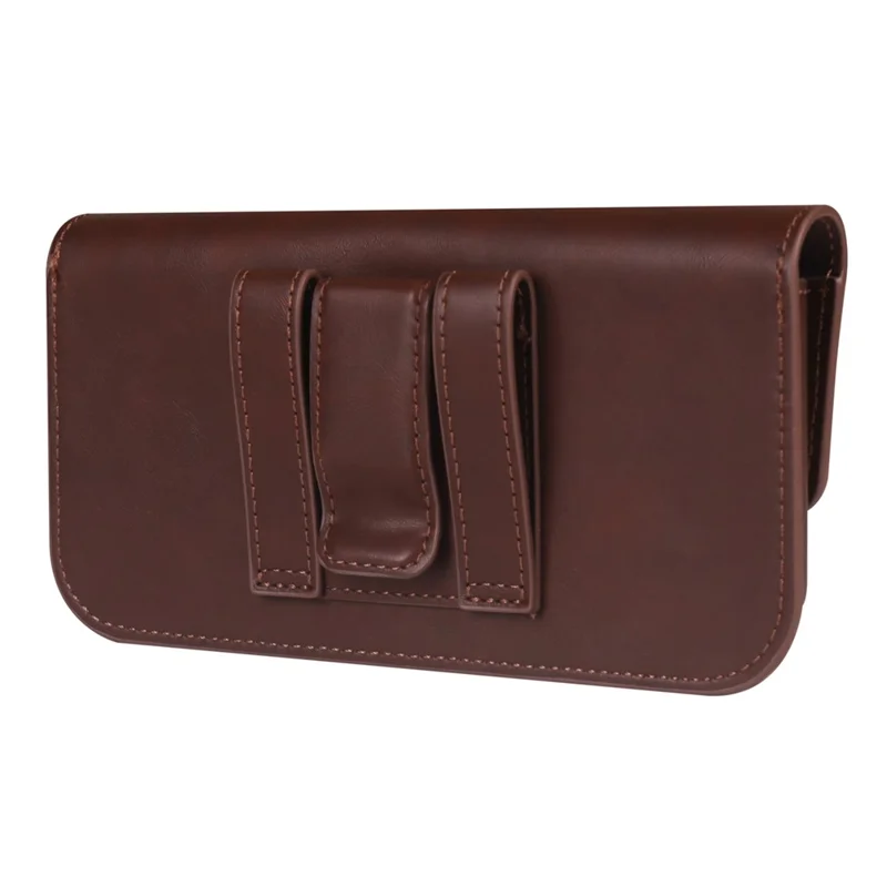 Porte-pochette pour téléphone de 6,7 à 6,9 pouces Grand rabat Sac de taille horizontal à double aimant - Café