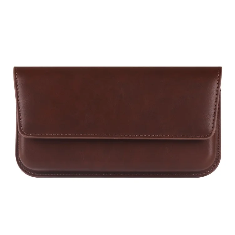 Porte-pochette pour téléphone de 6,7 à 6,9 pouces Grand rabat Sac de taille horizontal à double aimant - Café