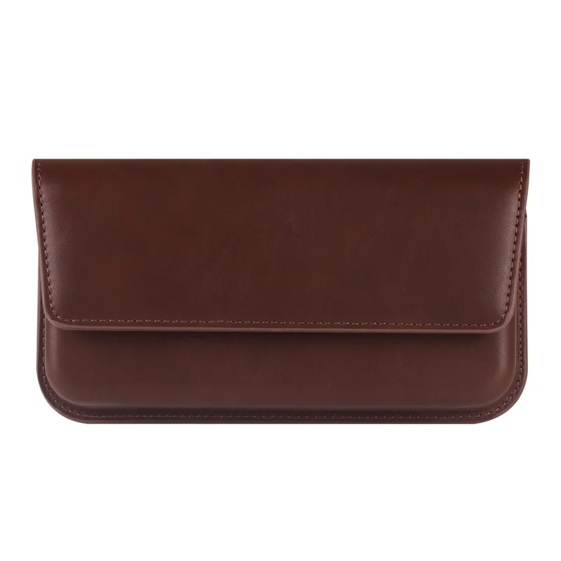 Horizontal Double Magnetic Phone Waist Bag for Universal 6.1-6.3 Inch PU Leather Belt Pouch - Coffee