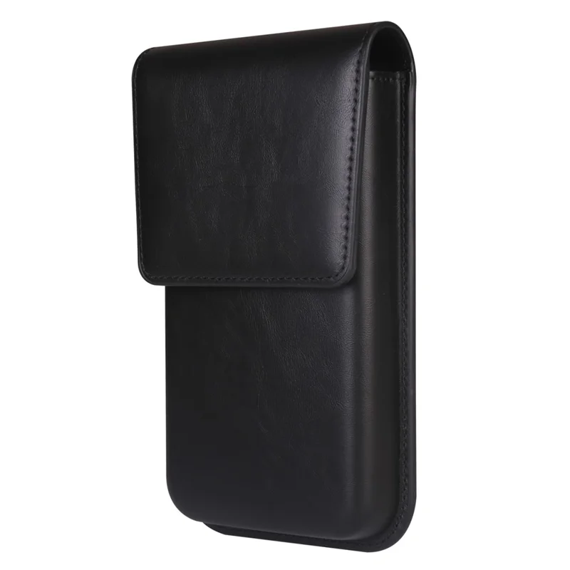 Universal Vertical Waist Pouch For Smartphones 6.7-6.9 Inch PU Leather Magnetic Closure Large Flap Design Phone Bag - Black