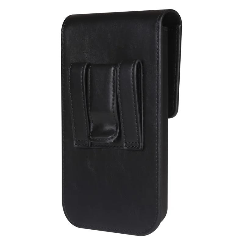 Universal Vertical Waist Pouch For Smartphones 6.7-6.9 Inch PU Leather Magnetic Closure Large Flap Design Phone Bag - Black