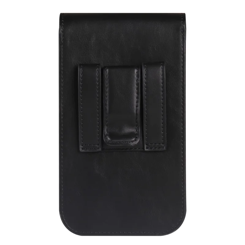 Universal Vertical Waist Pouch For Smartphones 6.7-6.9 Inch PU Leather Magnetic Closure Large Flap Design Phone Bag - Black