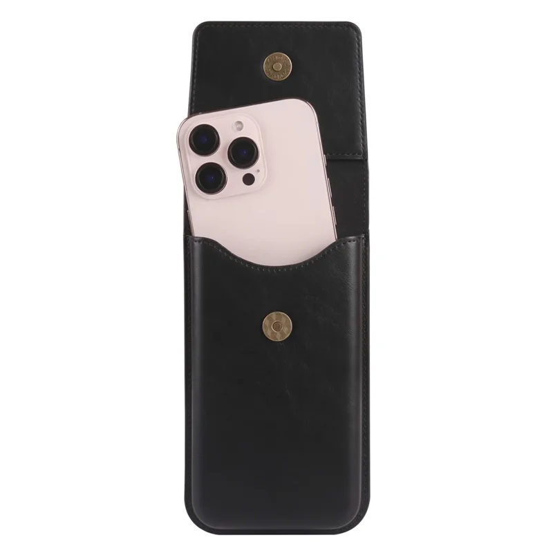 Vertical Phone Holster Belt Clip Case for Universal 6.1-6.3 Inch Waist Phone Pouch Large Flap Design - Black