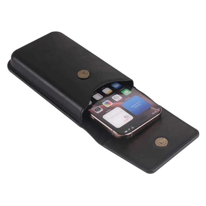 Vertical Phone Holster Belt Clip Case for Universal 6.1-6.3 Inch Waist Phone Pouch Large Flap Design - Black