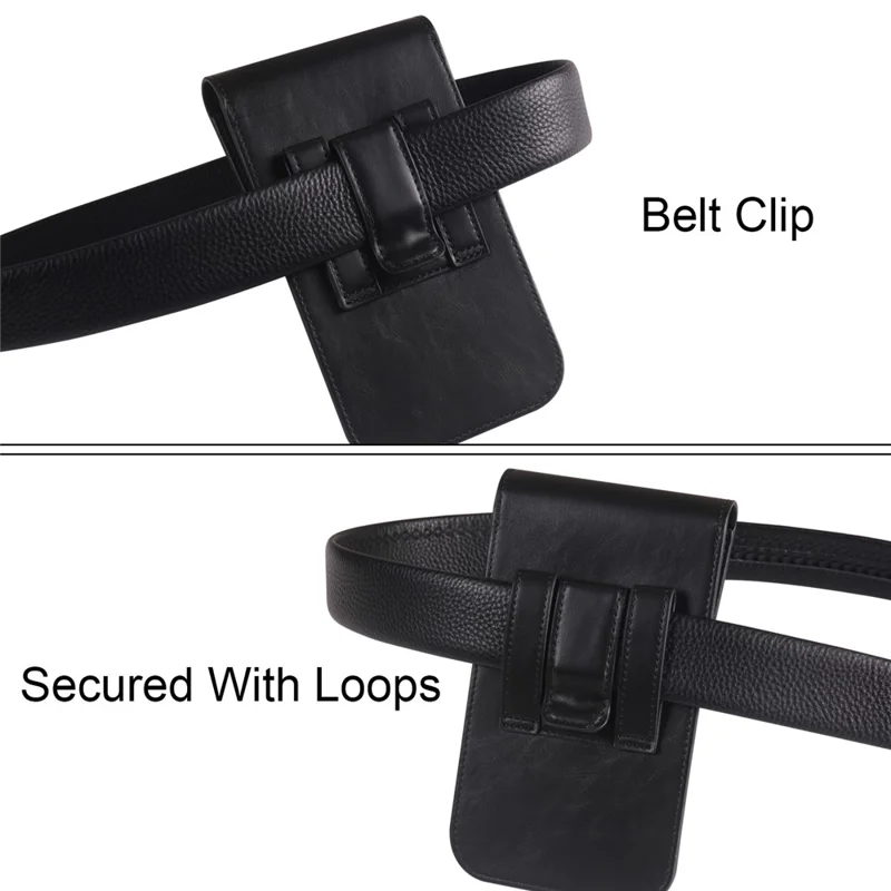 Vertical Phone Holster Belt Clip Case for Universal 6.1-6.3 Inch Waist Phone Pouch Large Flap Design - Black