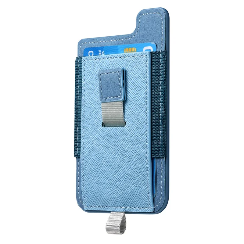 MC-W14 Magnetic Pull-Out Card Holder Large Capacity PU Leather Card Bag - Blue
