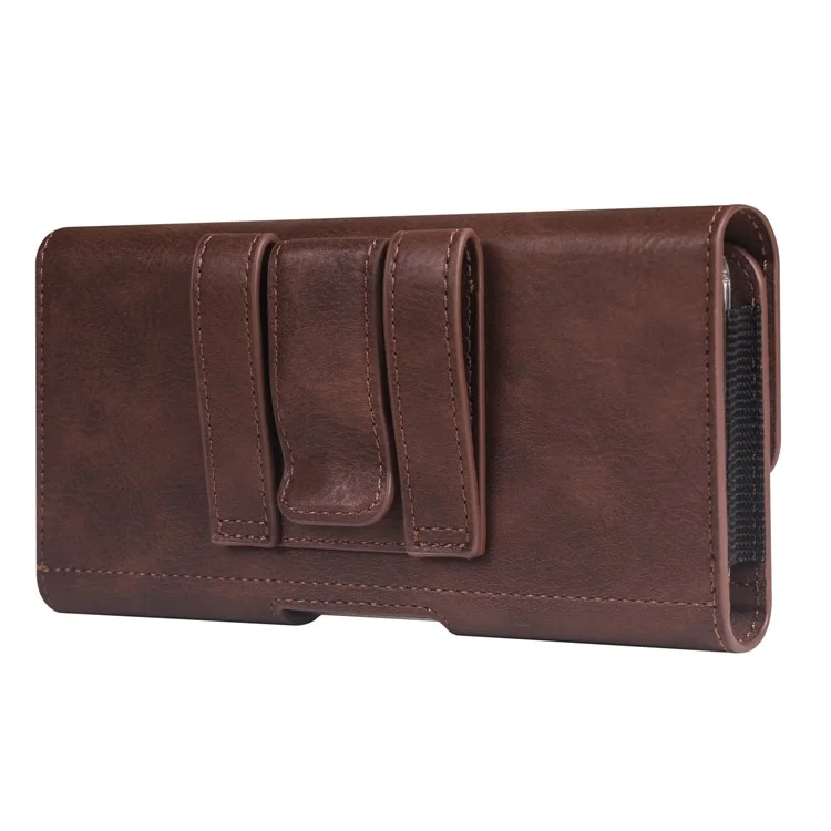 Sac de taille de 6,7 à 6,9 pouces pour iPhone 16 Pro Max / Samsung Galaxy S25 Ultra Étui de téléphone horizontal élastique avec fente pour carte - Café