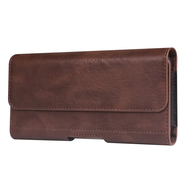 Sac de taille de 6,7 à 6,9 pouces pour iPhone 16 Pro Max / Samsung Galaxy S25 Ultra Étui de téléphone horizontal élastique avec fente pour carte - Café