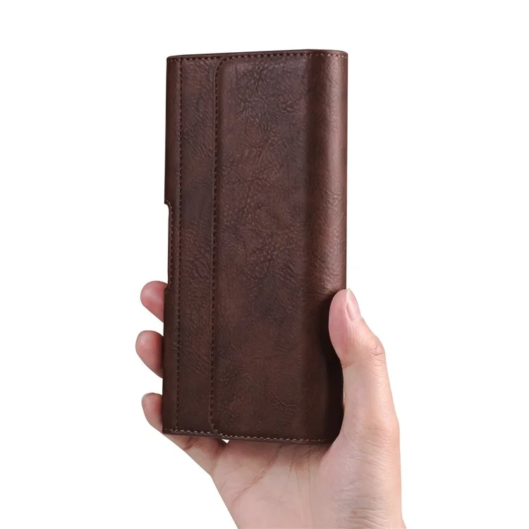 Sac de taille de 6,7 à 6,9 pouces pour iPhone 16 Pro Max / Samsung Galaxy S25 Ultra Étui de téléphone horizontal élastique avec fente pour carte - Café
