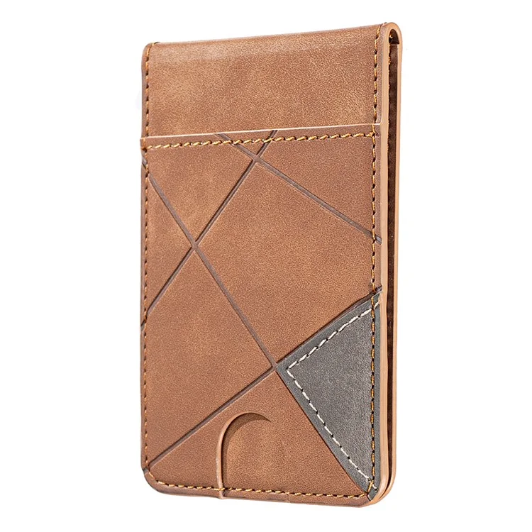 BINFEN COLOR BFK17 Magnetic Card Holder Kickstand Rhombic Pattern Slim Matte Card Bag Vertical - Yellow