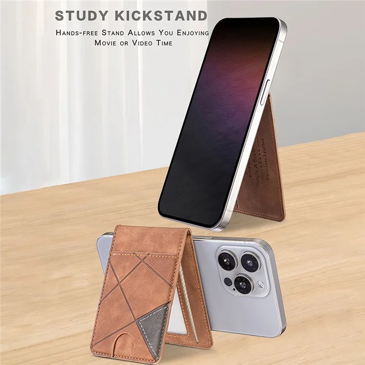 BINFEN COLOR BFK17 Magnetic Card Holder Kickstand Rhombic Pattern Slim Matte Card Bag Vertical - Yellow
