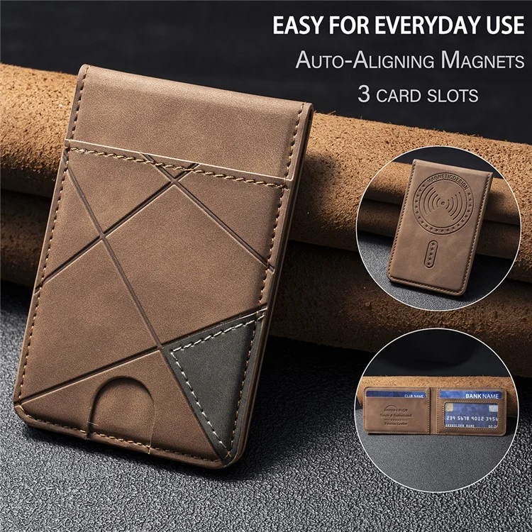BINFEN COLOR BFK17 Magnetic Card Holder Kickstand Rhombic Pattern Slim Matte Card Bag Vertical - Yellow