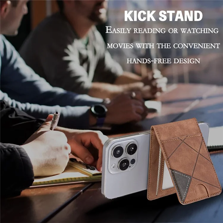 BINFEN COLOR BFK17 Magnetic Card Holder Kickstand Rhombic Pattern Slim Matte Card Bag Vertical - Yellow