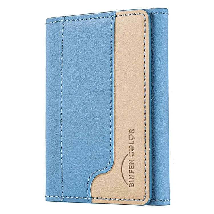 BINFEN COLOR BFK18 Magnetic Phone Card Holder Kickstand Splicing Color Matte Card Bag Horizontal - Baby Blue