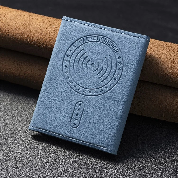 BINFEN COLOR BFK18 Magnetic Phone Card Holder Kickstand Splicing Color Matte Card Bag Horizontal - Baby Blue
