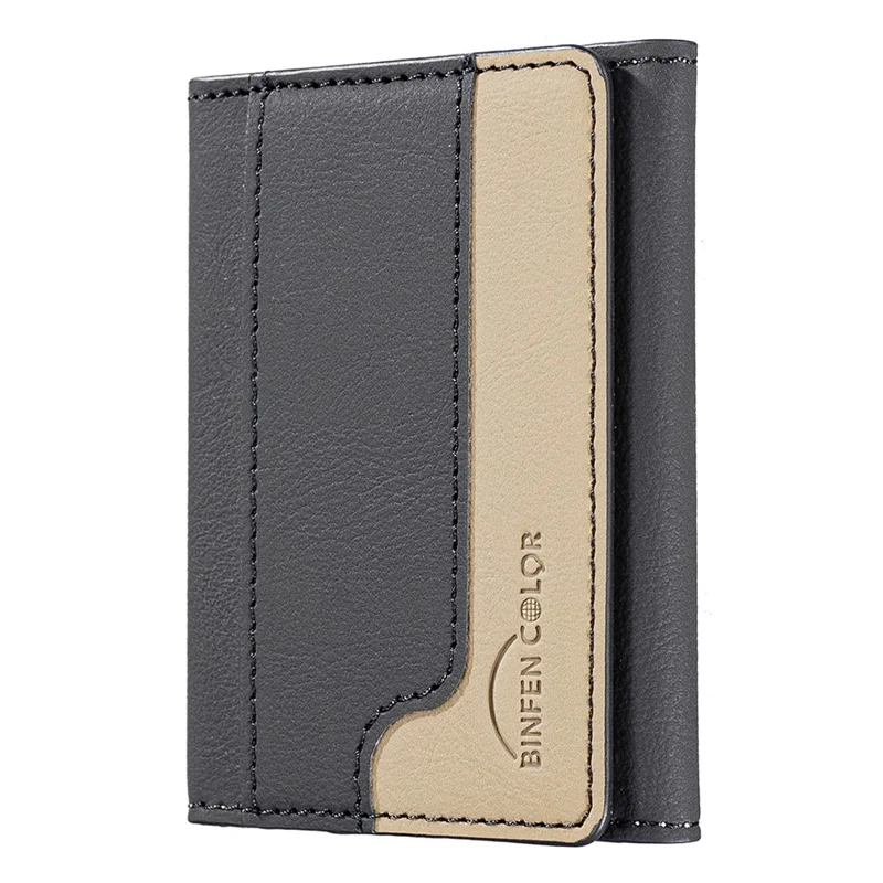 BINFEN COLOR BFK18 Magnetic Phone Card Holder Kickstand Splicing Color Matte Card Bag Horizontal - Black