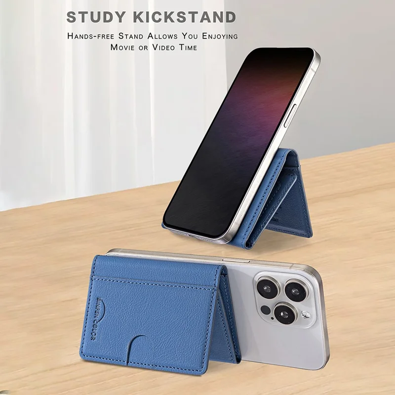 BINFEN COLOR BFK19 Magnetic Phone Card Holder Kickstand Slim Matte Card Bag Horizontal - Blue