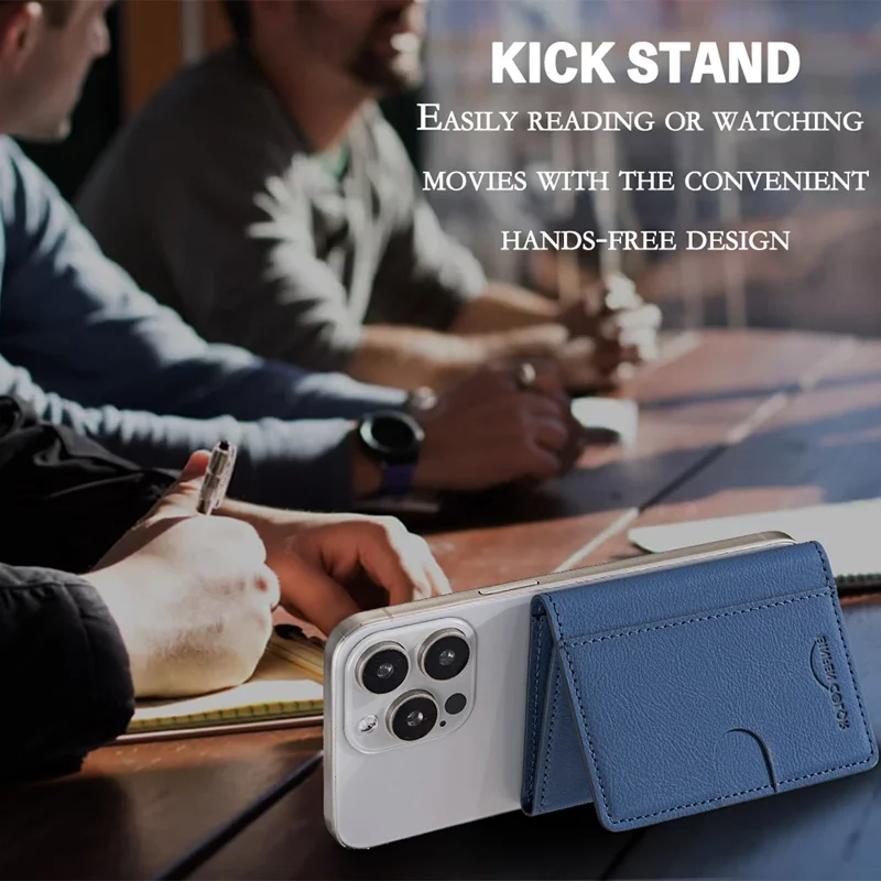 BINFEN COLOR BFK19 Magnetic Phone Card Holder Kickstand Slim Matte Card Bag Horizontal - Blue