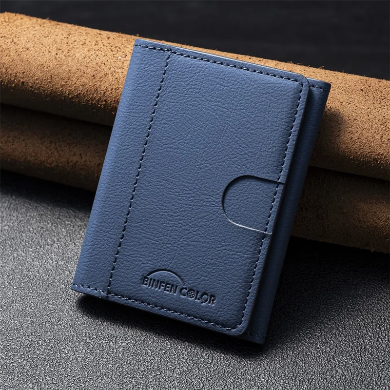 BINFEN COLOR BFK19 Magnetic Phone Card Holder Kickstand Slim Matte Card Bag Horizontal - Blue