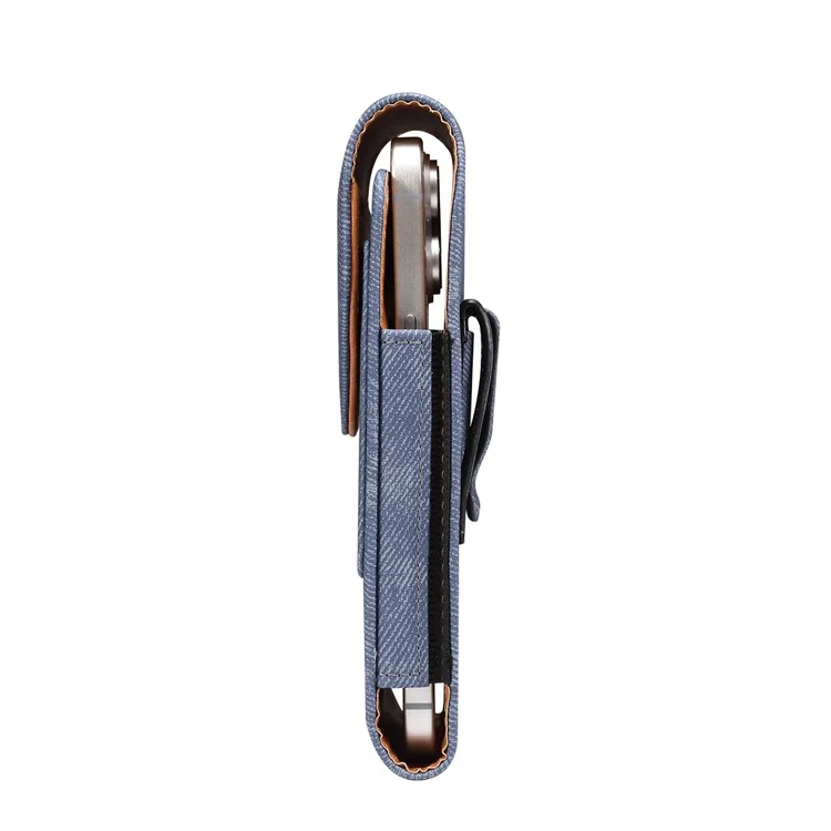 Custodia per telefono da 7,2 pollici con clip da cintura in stile jeans per Huawei Mate 40 Lite / Mate 20 X / Xiaomi Mi Max, borsa in pelle con tasca per carte - Blu