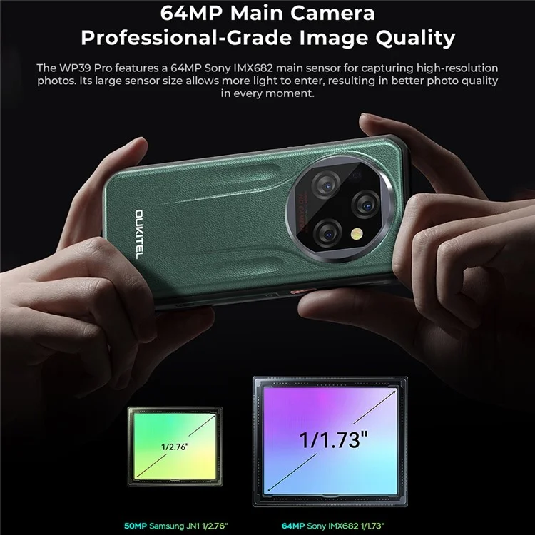 OUKITEL WP39 Pro Smartphone Resistente Android 6,6 Pulgadas 5G Dimensity 6300 12GB + 512GB Batería de 11000mAh Cámara de 64MP - Verde
