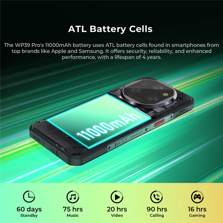 OUKITEL WP39 Pro Smartphone Resistente Android 6,6 Pulgadas 5G Dimensity 6300 12GB + 512GB Batería de 11000mAh Cámara de 64MP - Verde