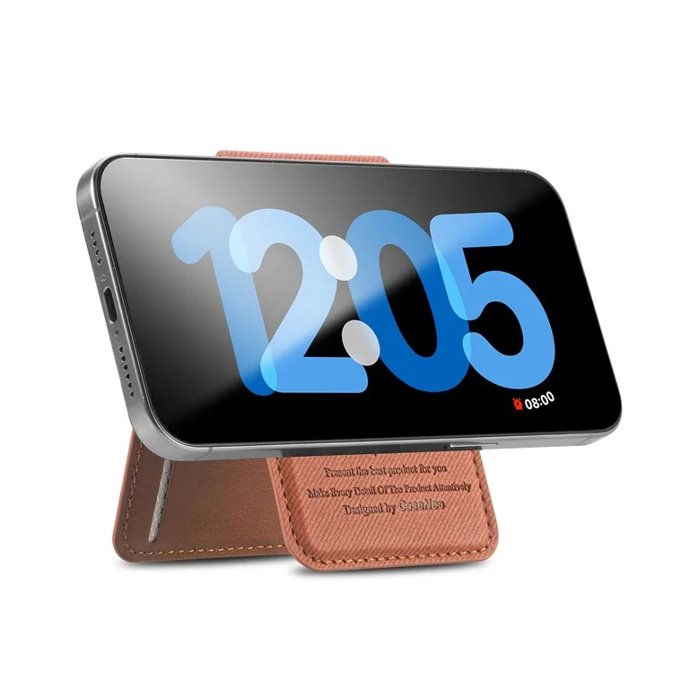 MC-W28 Porte-carte Ultra-Fin Magnétique pour Téléphone avec Blocage RFID, Motif Sergé et Support, Marron